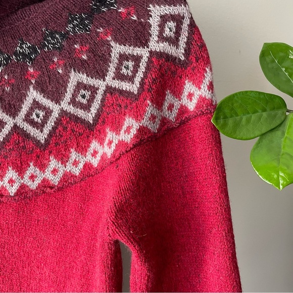 Eddie Bauer Wool Blend Fair Isle Turtleneck Roll Neck Knit Sweater Size Small - Picture 4 of 11